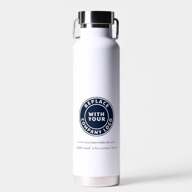Add Business and Brand Logo Company Employees Swag Water Bottle (Front)