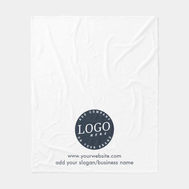 Add Business Logo and Company Website Hotel Fleece Blanket (Front)