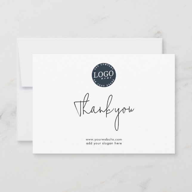 Add Business Logo and Company Website Thank You Card (Front)