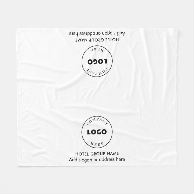 Add Business Logo and Hotel Name Custom Fleece Blanket (Front (Horizontal))