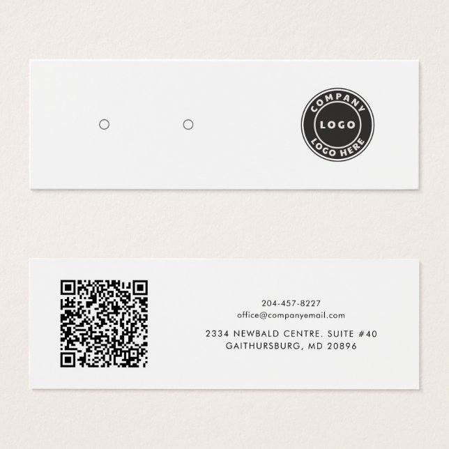 Add Business Logo and QR Code Earring Display Card (Front & Back)