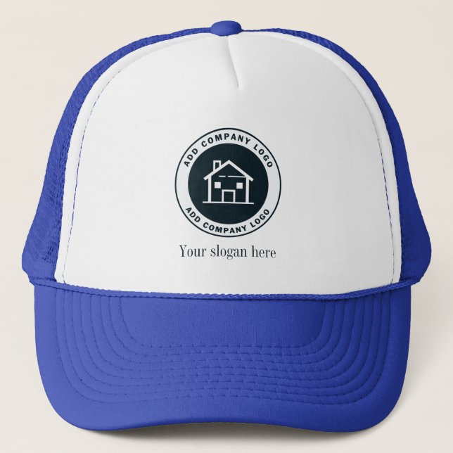 Add Business Logo and Slogan Modern Brand Trucker Hat (Front)