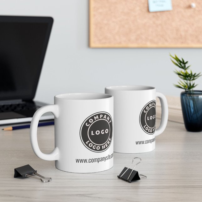 Add Business Logo and Website Custom Company Coffee Mug (Business Logo White 11oz Coffee Mug)