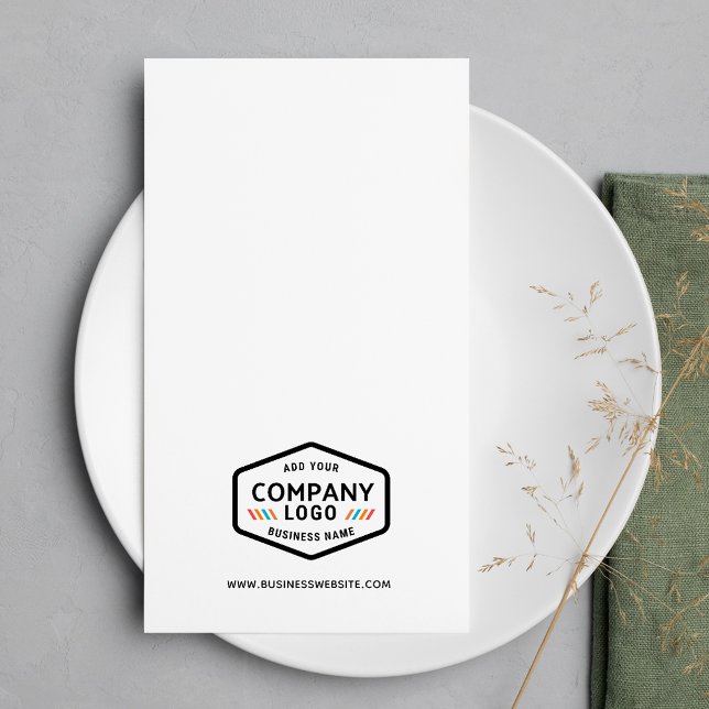 Add Business Logo and Website Custom Corporate Napkin (Business Logo Elegant Guest Paper Napkin)