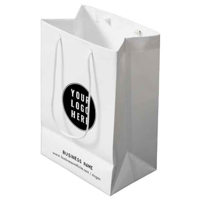 Add Business Logo and Website Custom Promotional Medium Gift Bag (Front Angled)