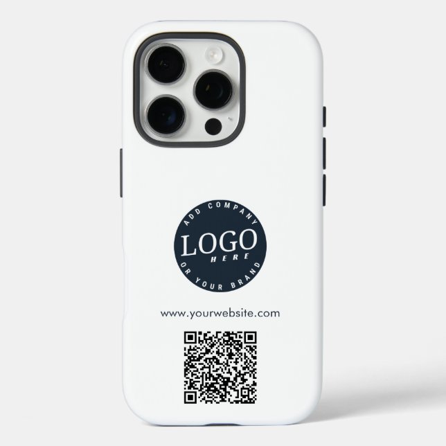 Add Business Logo and Website QR Code Custom Case-Mate iPhone Case (Back)