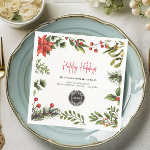 Add Business Logo Christmas Holidays Paper Napkin