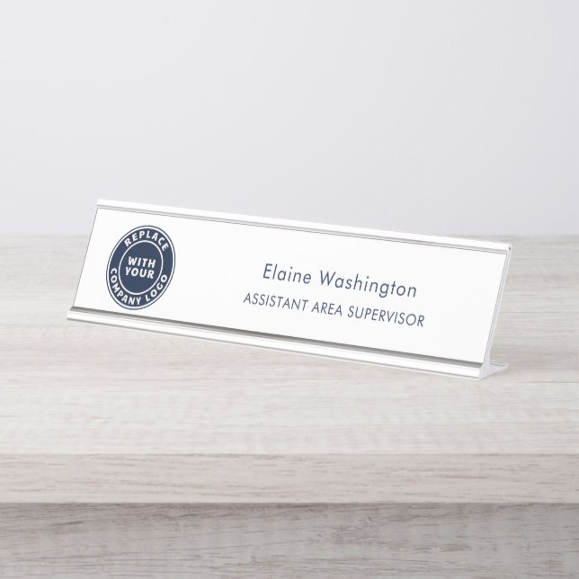 Add Business Logo Company Employees Desk Name Plate (Front)