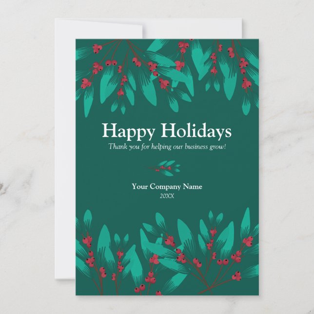 Add Business Logo Corporate Company Holiday Card (Front)