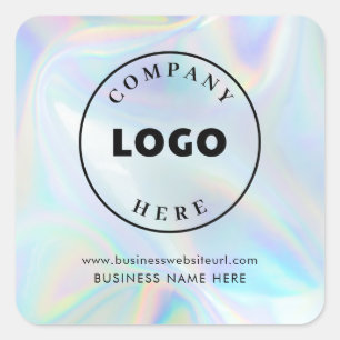 Add Business Logo Holographic Company Custom Square Sticker