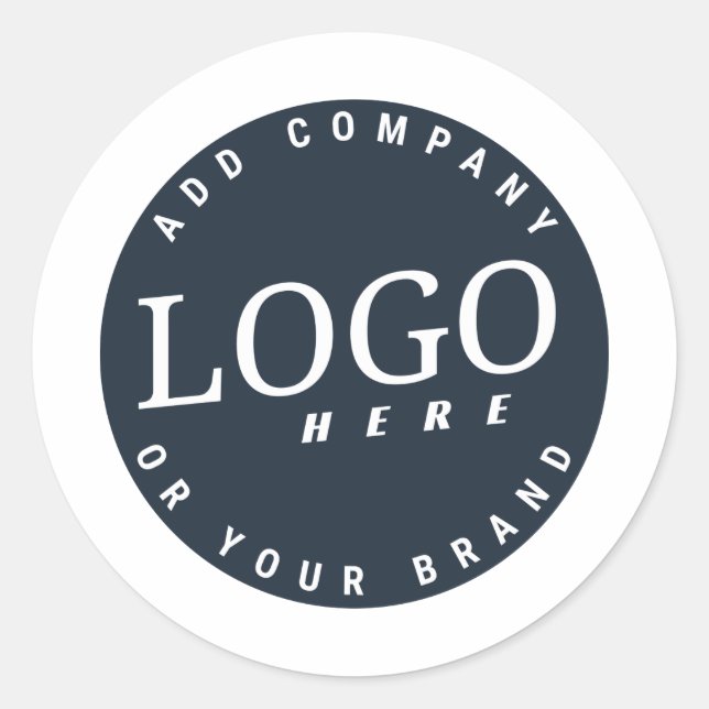 Add Business Logo Minimal Brand Classic Round Sticker (Front)