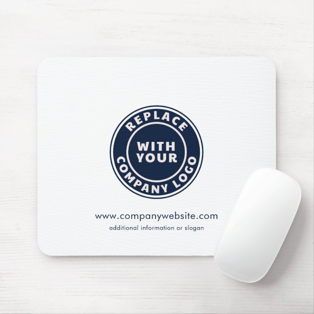 Add Business Logo Minimalist Company Employees Mouse Mat (With Mouse)