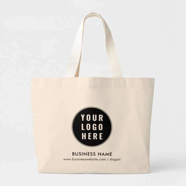 Add Business Logo Minimalist Company Promotional Large Tote Bag (Front)