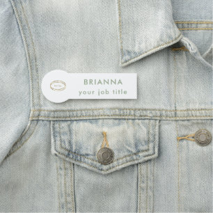 Add Business Logo Modern Sage Green Professional Name Tag
