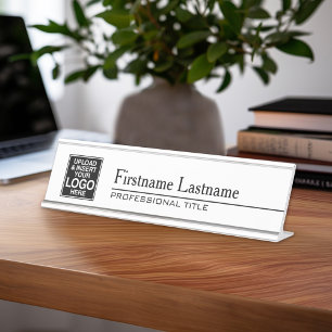 Add Business Logo, Name, Professional Title Desk Name Plate