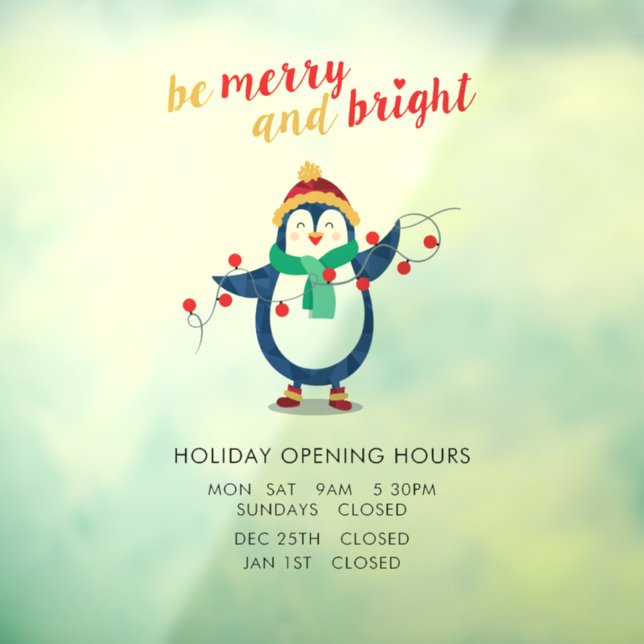 Add Business Name Office Christmas Opening Times Window Cling (Sheet 3)