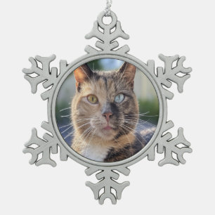 Add Cat Photo Customise Snowflake Pewter Christmas Ornament