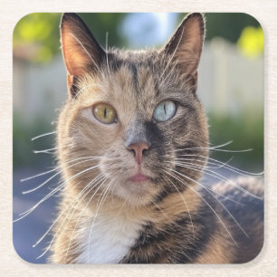 Add Cat Photo Customise Square Paper Coaster