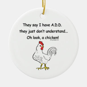 ADD Chicken Humour Ceramic Tree Decoration