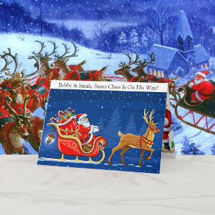 Add Children's Name Santa Claus Christmas Kids Holiday Card