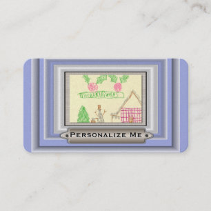 Add Child's Drawing with Custom Colour Frame Business Card