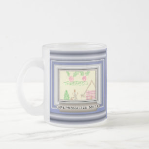 Add Child's Drawing with Custom Colour Frame Frosted Glass Coffee Mug