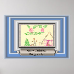 Add Child's Drawing with Custom Colour Frame Poster
