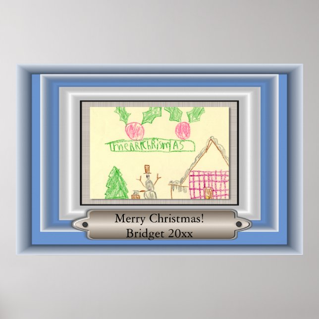 Add Child's Drawing with Custom Colour Frame Poster (Front)