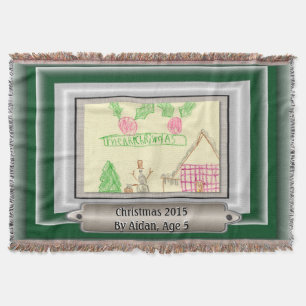 Add Child's Drawing with Custom Colour Frame Throw Blanket