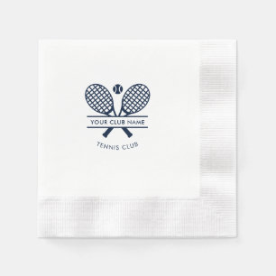 Add Club Name Tennis Icons Navy Blue Logo Paper Napkin