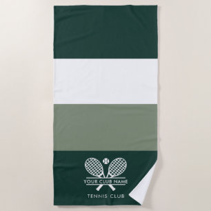 Add Club Name Tennis Rackets Colour Block Green Beach Towel