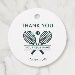Add Club Name Tennis Team Green Custom Thank You Favour Tags