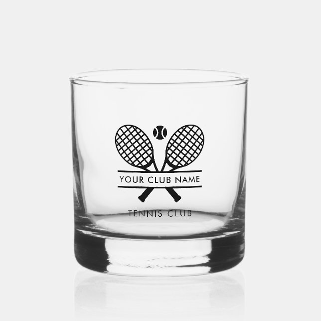 Add Club Name Tennis Team Logo Whiskey Glass (Front)
