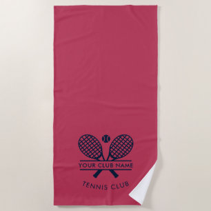 Add Club Name Tennis Team Navy Blue Custom Beach Towel