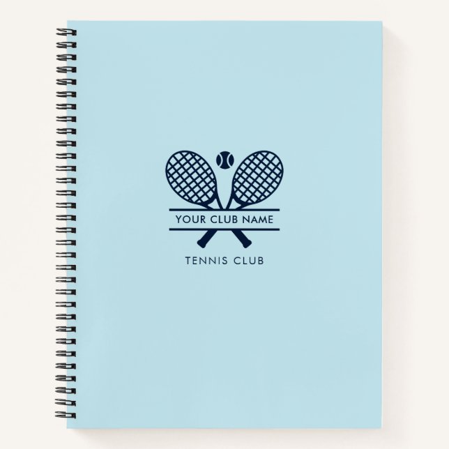 Add Club Name Tennis Team Navy Blue Logo Notebook (Front)