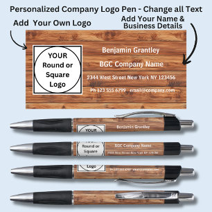 Add Company Details Name, Brown Wood Plank Effect
