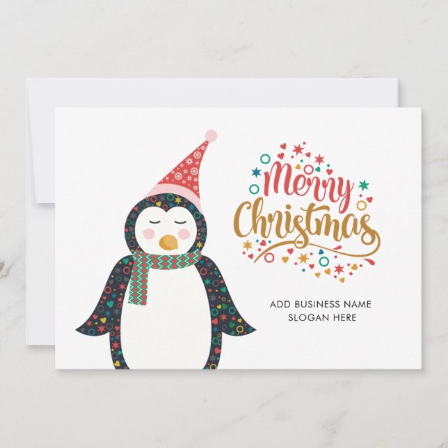 Add Company Logo and Slogan Christmas Holiday Card (Front)