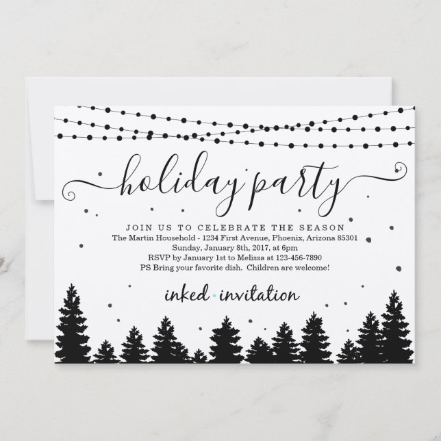 Add Company Logo, Business Christmas Holiday Party Invitation (Front)