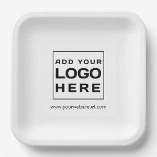 Add Company Logo Business Website Modern Paper Plate