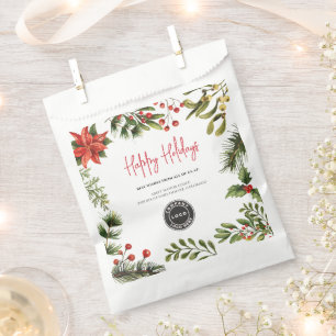Add Company Logo Christmas Holidays Berries Favour Bags