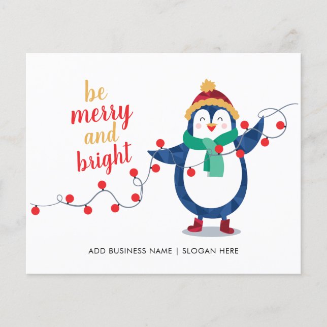 Add Company Logo Employee Christmas Holiday Card (Front)