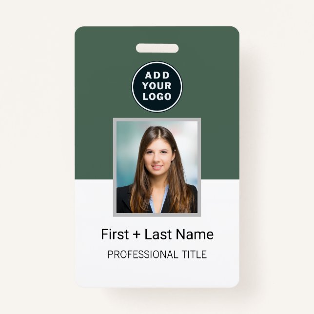 Add Company Logo Employee Photo ID Barcode Custom ID Badge (Front)
