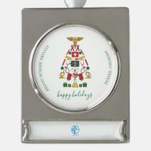Add Company Logo Medical Centre Christmas Silver Plated Banner Ornament