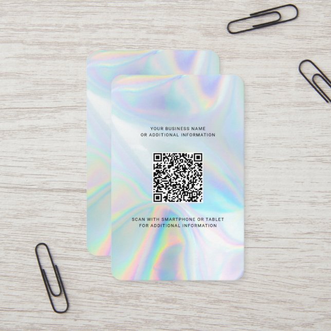 Add Company Logo QR Code DIY Holographic Business Card (Front/Back In Situ)