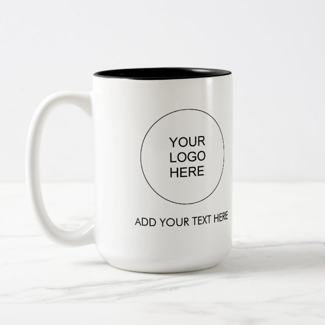 Add Company Logo Text Modern Simple Template Two-Tone Coffee Mug (Left)
