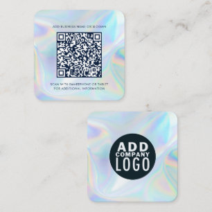 Add Corporate Logo and QR Code Holographic Square Business Card