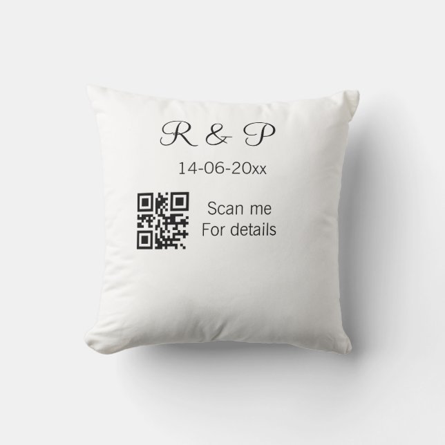 Add couple name date year Q R code here wedding te Cushion (Front)