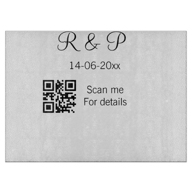 Add couple name date year Q R code here wedding te Cutting Board (Front)
