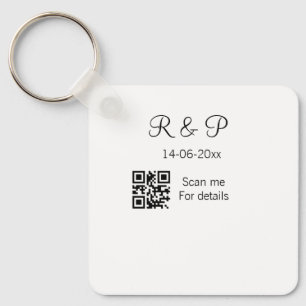 Add couple name date year Q R code here wedding te Key Ring