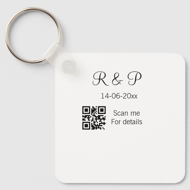 Add couple name date year Q R code here wedding te Key Ring (Front)